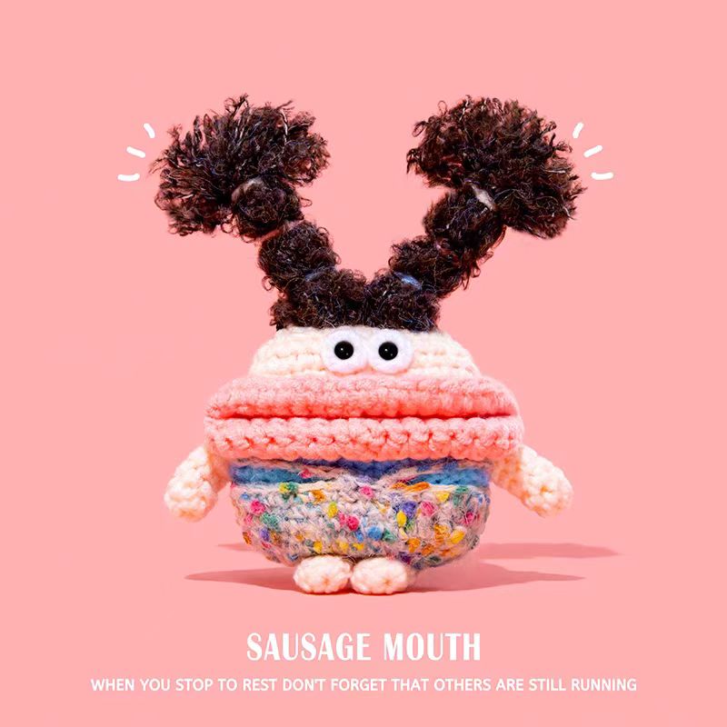 Sausage Mouth crocheted protective cases for Airpods