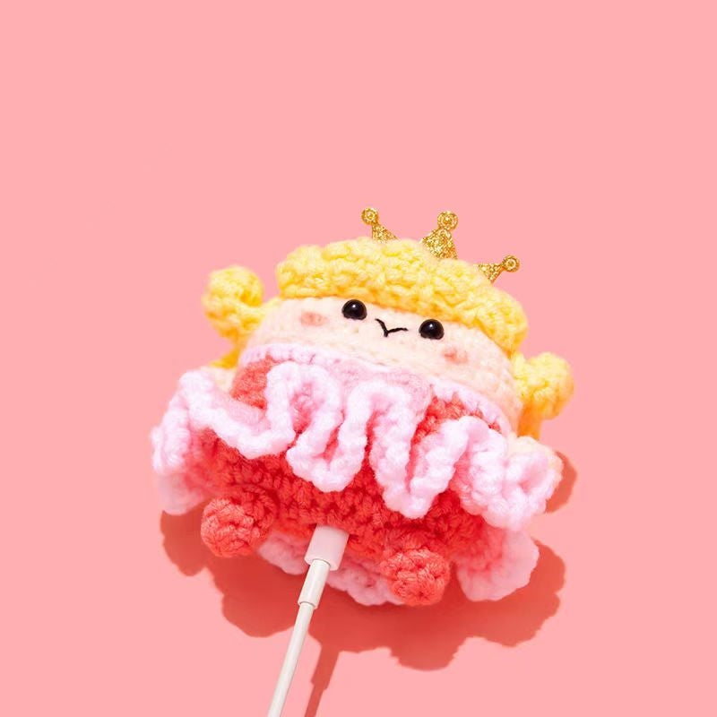 Crown Girl crocheted protective cases for Airpods