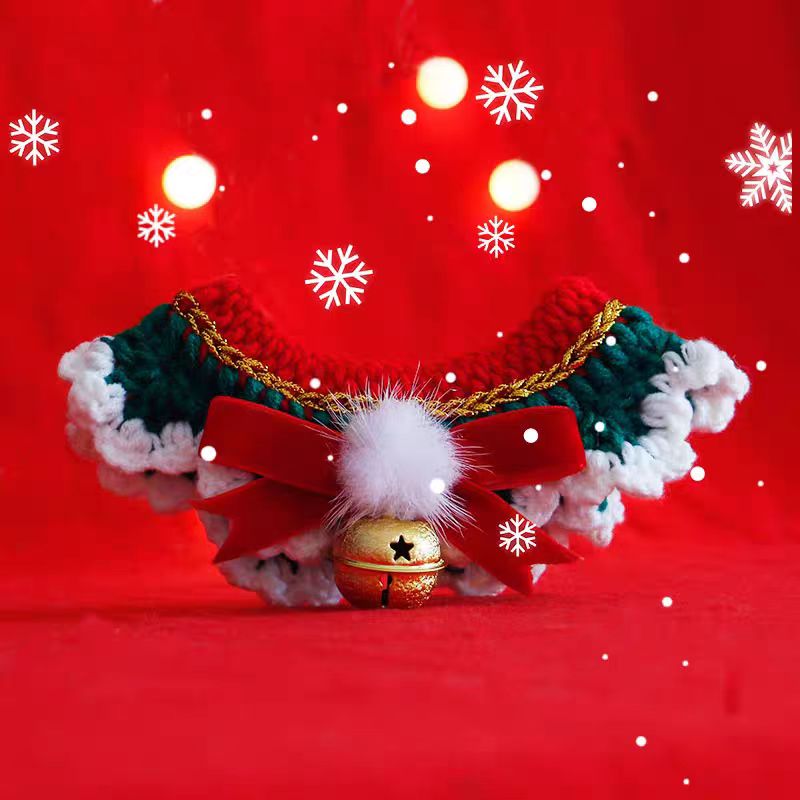 Christmas-themed Crocheted Woolen Scarf for Pets and Dolls