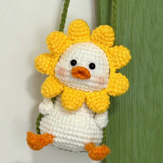 Swinging Duckling Crochet Car Hanging Accessory