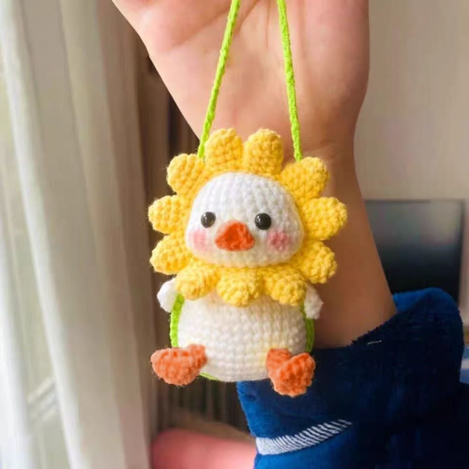 Swinging Duckling Crochet Car Hanging Accessory